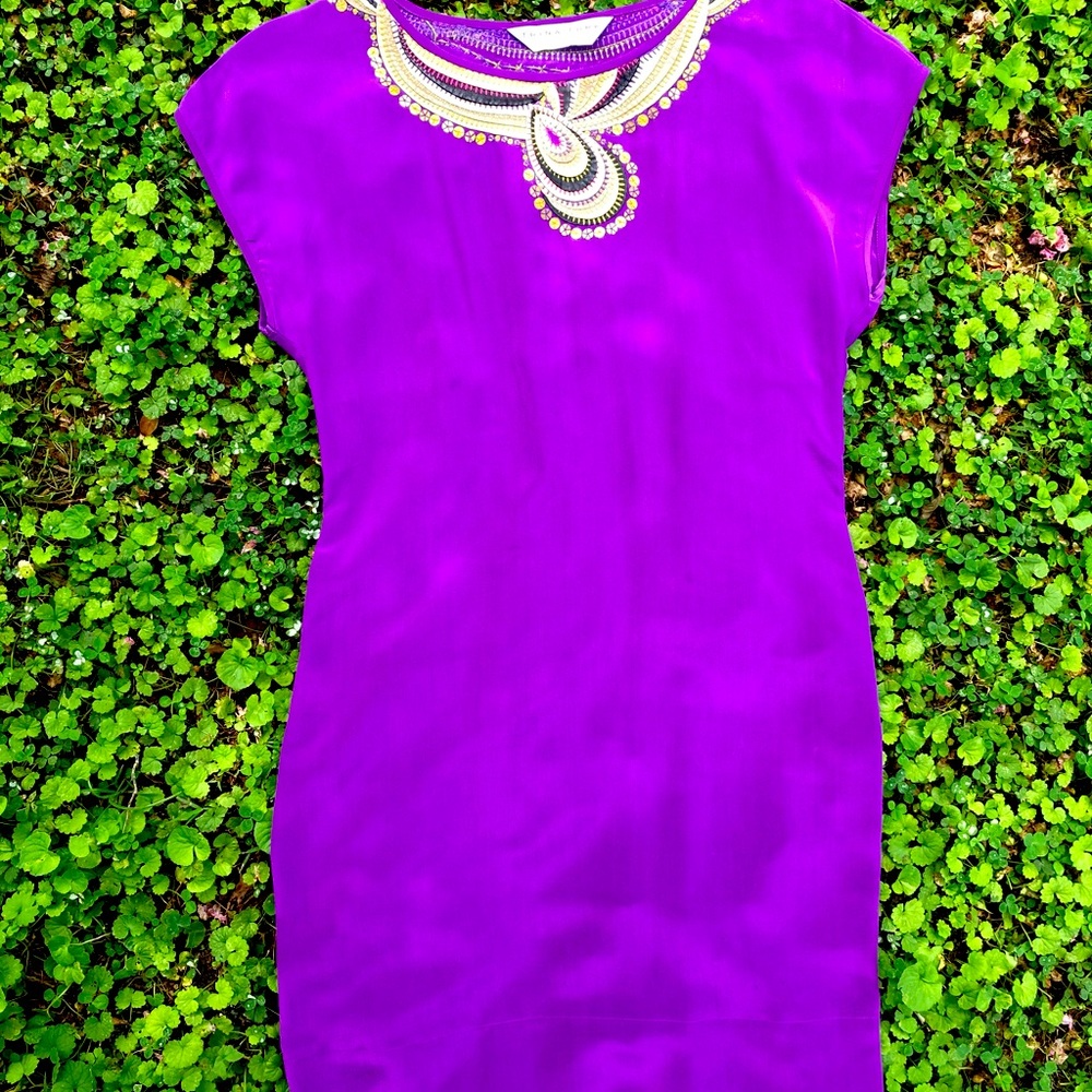 Trina Turk Silk Embroidered Embellished Mini Dress